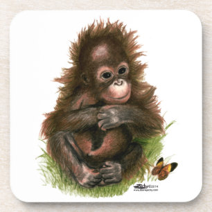 Orang-Utan-Baby und Schmetterling Untersetzer