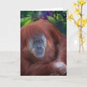 Orang-Utan Gruß-Karte Karte (Gelbe Blume)