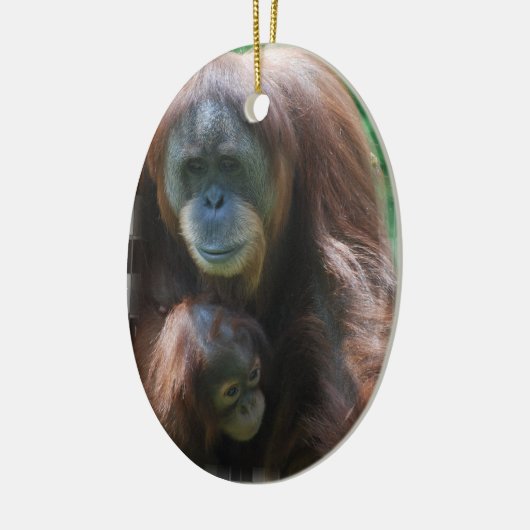 Orang-Utan mit Baby-Verzierung Keramik Ornament (Links)