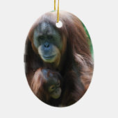 Orang-Utan mit Baby-Verzierung Keramik Ornament (Hinten)