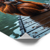 Orang-Utan mit orangefarbenem Regenschirm Poster (Ecke)