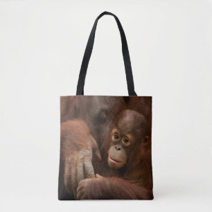 Orang-Utan-Mutter und Baby im Zoo Tasche