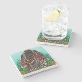 Orang-Utan-Türkis-Untersetzer Steinuntersetzer (Seitenansicht)