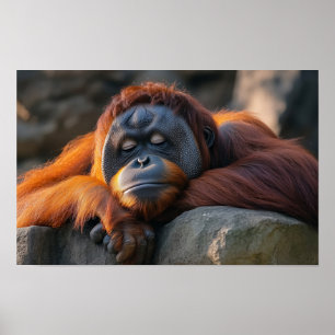 Orang-Utan Wildtier entspanntes Porträt  Poster