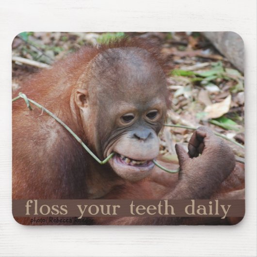 Orang-Utan Zahn-Sorgfalt Flossing Mousepad (Vorne)