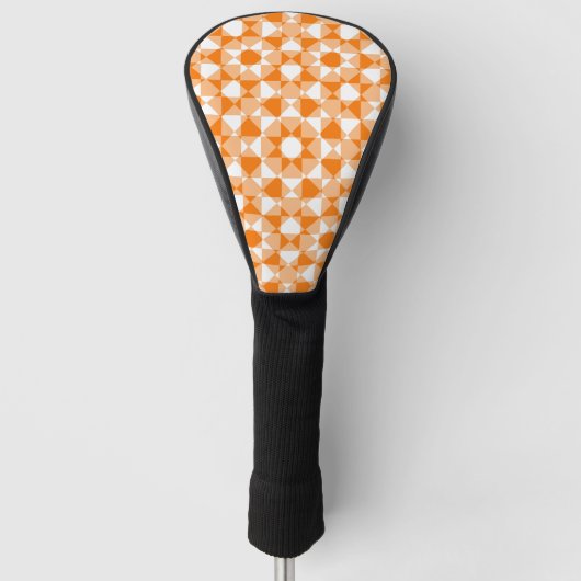 Orang-Weiß-Schachbrett-Diamant-Karomuster Golf Headcover (Vorderseite)