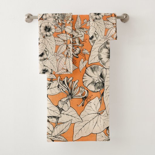 Orang White Graphics Blume Muster Badhandtuch Set (Insitu)