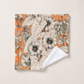 Orang White Graphics Blume Muster Badhandtuch Set (Waschlappen)