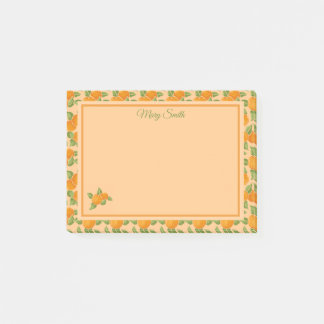 Orangales Zitrus-Rand Botanisches Design Post-it Klebezettel