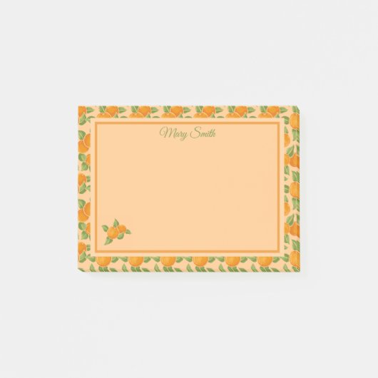 Orangales Zitrus-Rand Botanisches Design Post-it Klebezettel (Vorderseite)