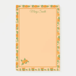 Orangales Zitrus-Rand Botanisches Design Post-it Klebezettel