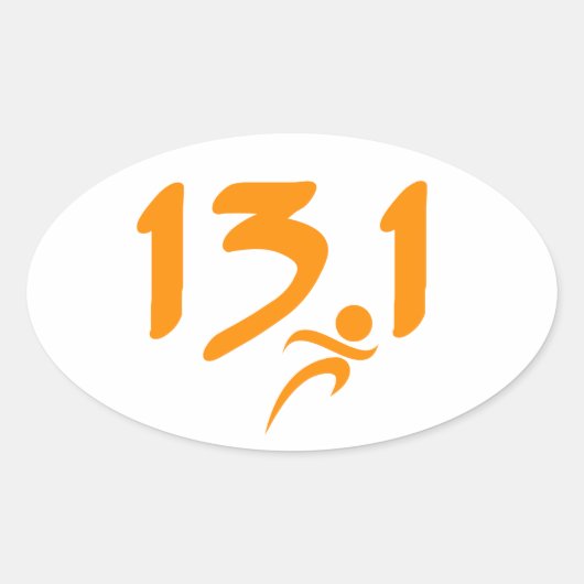 Orange 13,1 Halbmarathon Ovaler Aufkleber (Vorderseite)