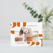 Orange 2025 Fett Typografie Foto Abschluss Ankündigungspostkarte (Stehend Vorderseite)