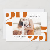 Orange 2025 Fett Typografie Foto Abschluss Einladung (Vorderseite)