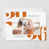 Orange 2025 Fett Typografie Foto Abschluss Einladung (Vorderseite)