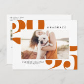 Orange 2025 Fett Typografie Foto Abschluss Einladungspostkarte (Vorne/Hinten)