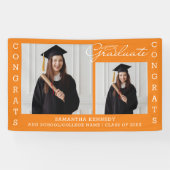 Orange 2 Foto Collage Glückwunschs Graduate 2023 Banner (Horizontal)
