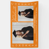 Orange 2 Foto Collage Glückwunschs Graduate 2023 Banner (Vertikal)