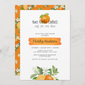 Orange 2 kleine Süssen Twins Kinderdusche Einladung (Vorne/Hinten)