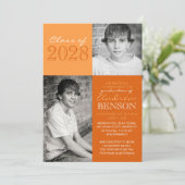 Orange 2 Toned 2 Foto Abschluss Ankündigung (Stehend Vorderseite)