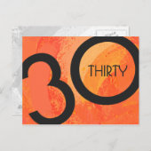 Orange 30 Decade Geburtstag Postkarte (Vorne/Hinten)