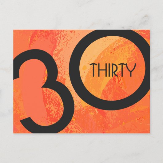 Orange 30 Decade Geburtstag Postkarte (Vorderseite)