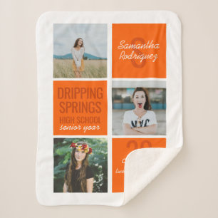 Orange 3-Foto Fun Boxes Class Year Sherpa Blanket Sherpadecke