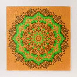 Orange 3D Art Mandala Jigsaw Puzzle