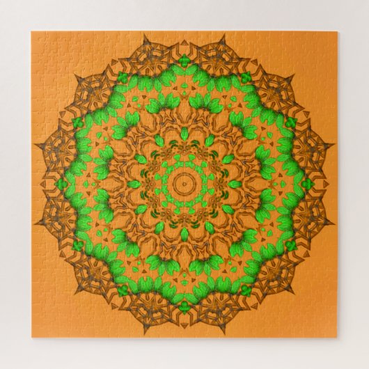 Orange 3D Art Mandala Jigsaw Puzzle (Vertikal)