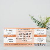 Orange 40. Geburtstag Party Ticket Einladung (Stehend Vorderseite)