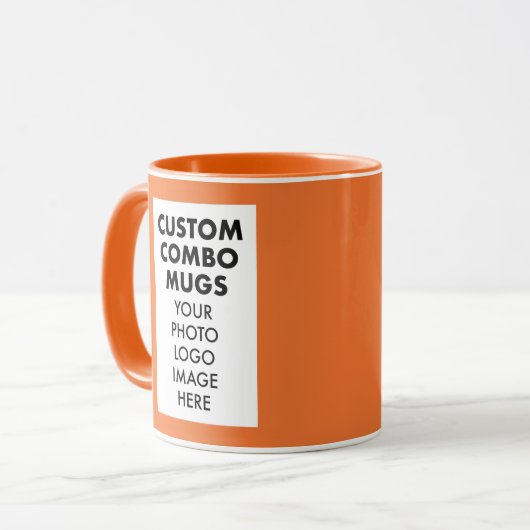 Orange 4:6 Bilderrahmen 2 x Foto Custom Combo Tasse (Vorderseite Links)
