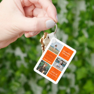 Orange 4-Foto Fun Boxes Class Year Schlüsselanhäng Schlüsselanhänger