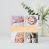 Orange 4 Fotos - Geburtsankündigung Ankündigung (Stehend Vorderseite)