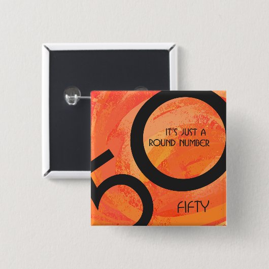 Orange 50 Decade Geburtstag Button (Vorne & Hinten)