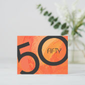 Orange 50 Decade Geburtstag Postkarte (Stehend Vorderseite)