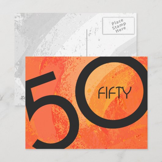 Orange 50 Decade Geburtstag Postkarte (Vorne/Hinten)