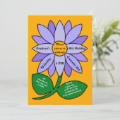 Orange 50. Geburtstag Einfache Lila Sonnenblume Einladung (Stehend Vorderseite)