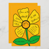 Orange 50th Birthday Gold Doodle Flower  Einladung (Vorne/Hinten)