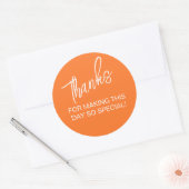 Orange 60. Geburtstag Danke Runder Aufkleber (Umschlag)