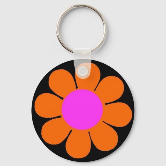 Orange 60er Blume Power Schlüsselanhänger (Vorderseite)