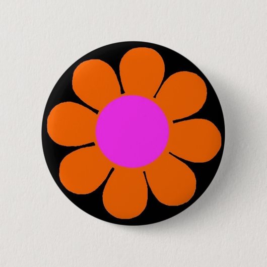 Orange 60's Blume Power Button (Vorderseite)