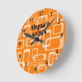 Orange 60's retro mod pattern kitchen wall clock runde wanduhr (Winkel)