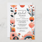 Orange 70er 80er 90er Jahre Rosa farbiges Brautpar Einladung (Vorderseite)