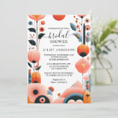 Orange 70er 80er 90er Jahre Rosa farbiges Brautpar Einladung (Stehend Vorderseite)