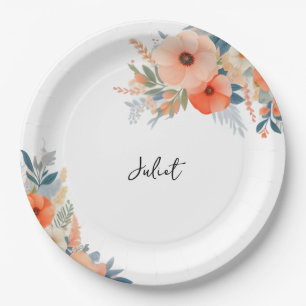 Orange 70er 80er 90s Rosa farbiges Brautparty Pappteller