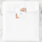 Orange 70er 80er 90s Rosa farbiges Brautparty Quadratischer Aufkleber (Tasche)