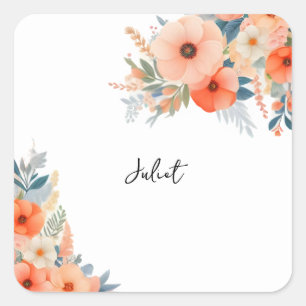 Orange 70er 80er 90s Rosa farbiges Brautparty Quadratischer Aufkleber