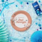 Orange 70er Flamingo Last Flamingle Brautparty Pappteller (Party)