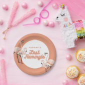 Orange 70er Flamingo Last Flamingle Brautparty Pappteller (Party)