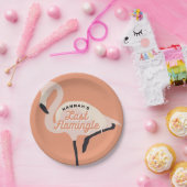 Orange 70er Flamingo Last Flamingle Brautparty Pappteller (Party)